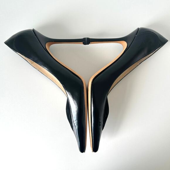 Jimmy Choo Black Leather Pointed Toe Heels Pumps Size 37.5 - Picture 9 of 15